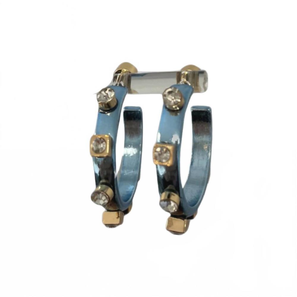 NEW SMITH & CO women's metallic metal hoop earring in blue